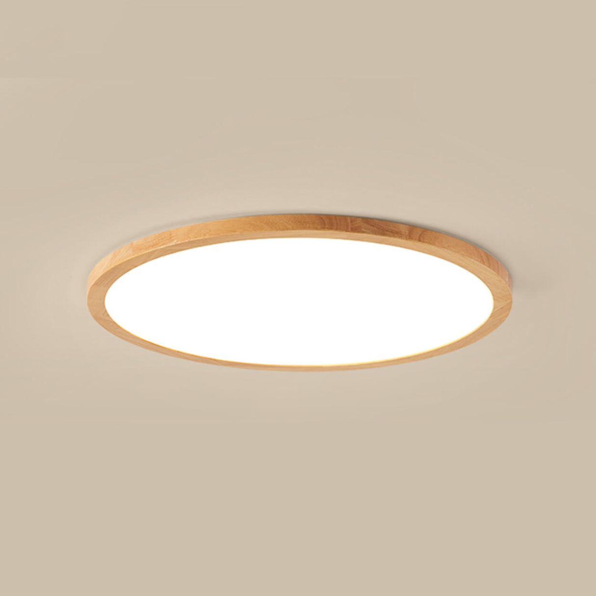 Bedroom Minimalist Slim Round Wood Flush Mount Light Image - 16