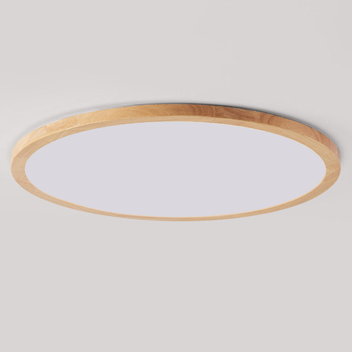 Bedroom Minimalist Slim Round Wood Flush Mount Light Image - 17