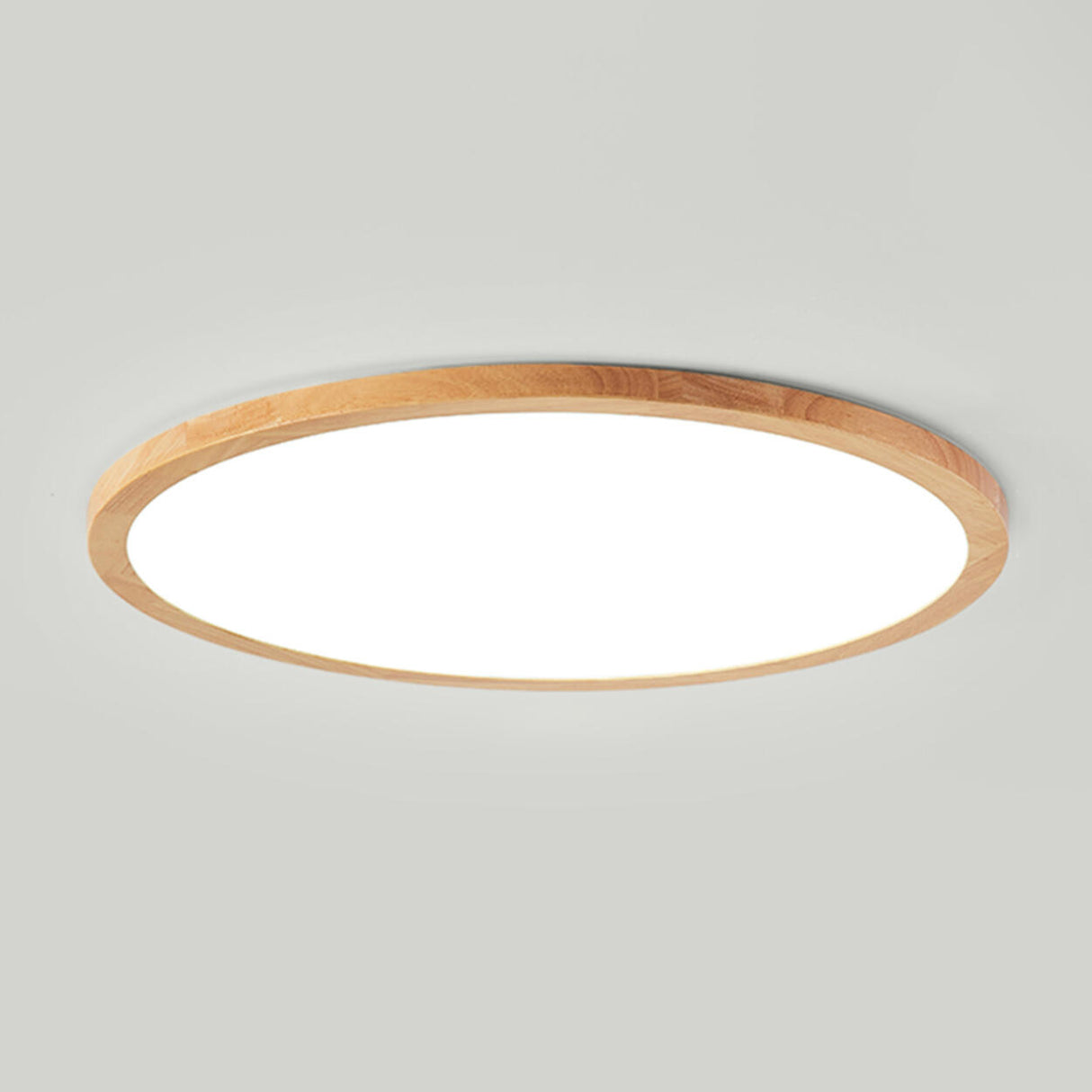 Bedroom Minimalist Slim Round Wood Flush Mount Light Image - 21