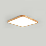 Bedroom Minimalist Slim Round Wood Flush Mount Light Image - 26