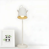 Bedroom Minimalist White Barrel Shade Metal Desk Lamp Image - 3