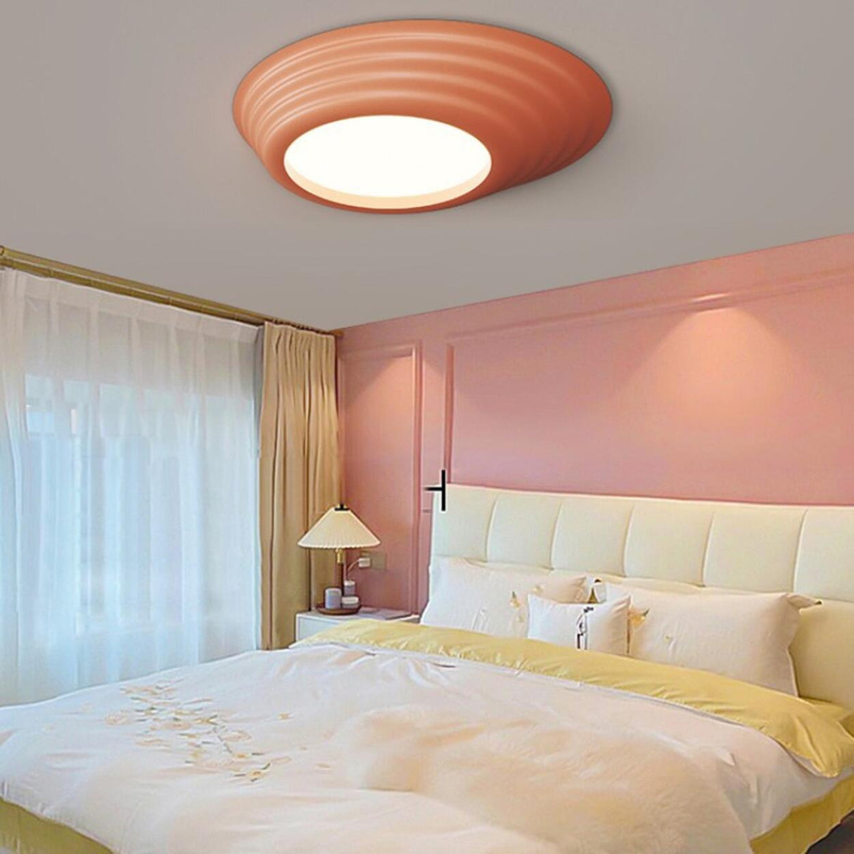 Bedroom Minimalist white LED Flush Mount Ceiling Light Image - 2