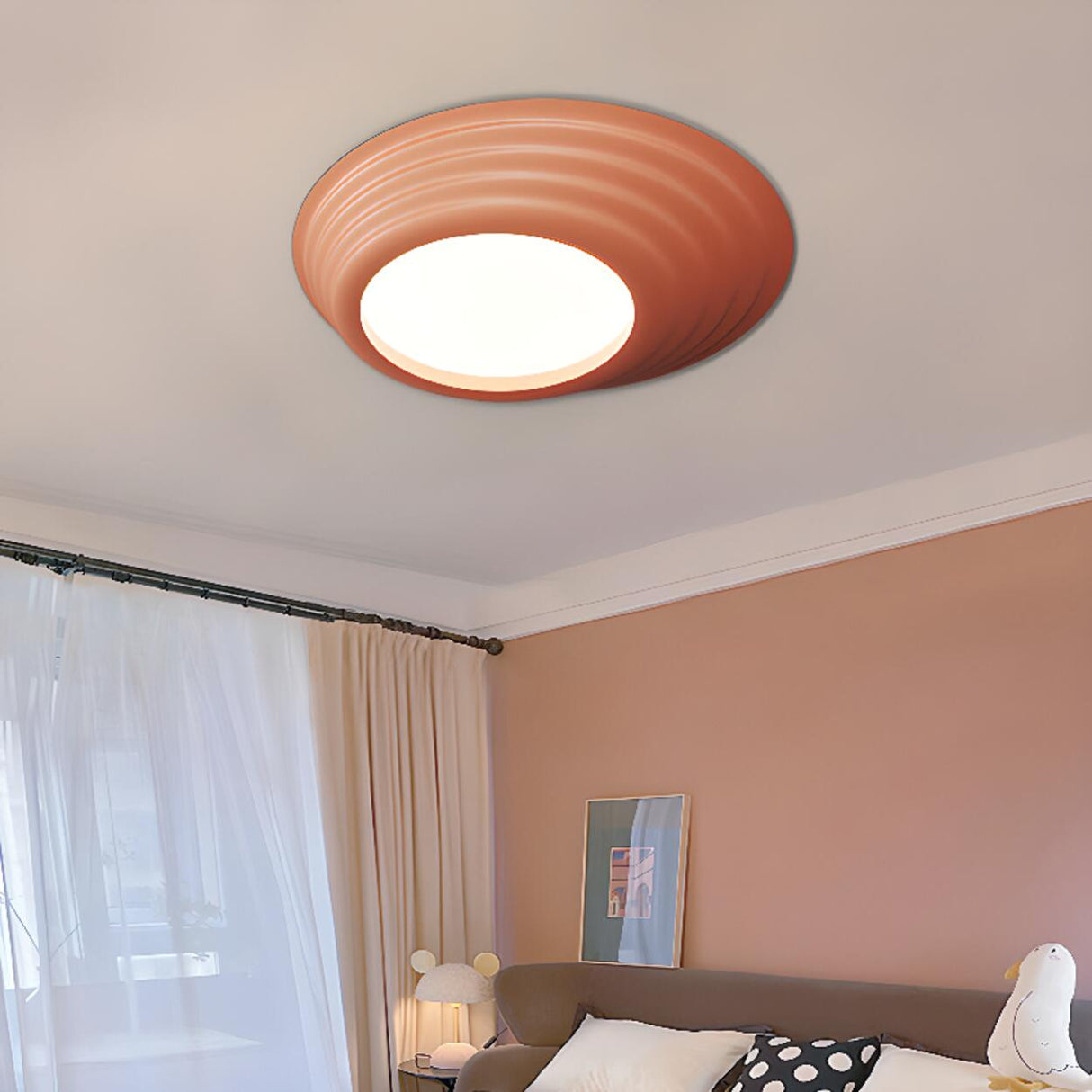 Bedroom Minimalist white LED Flush Mount Ceiling Light Image - 4