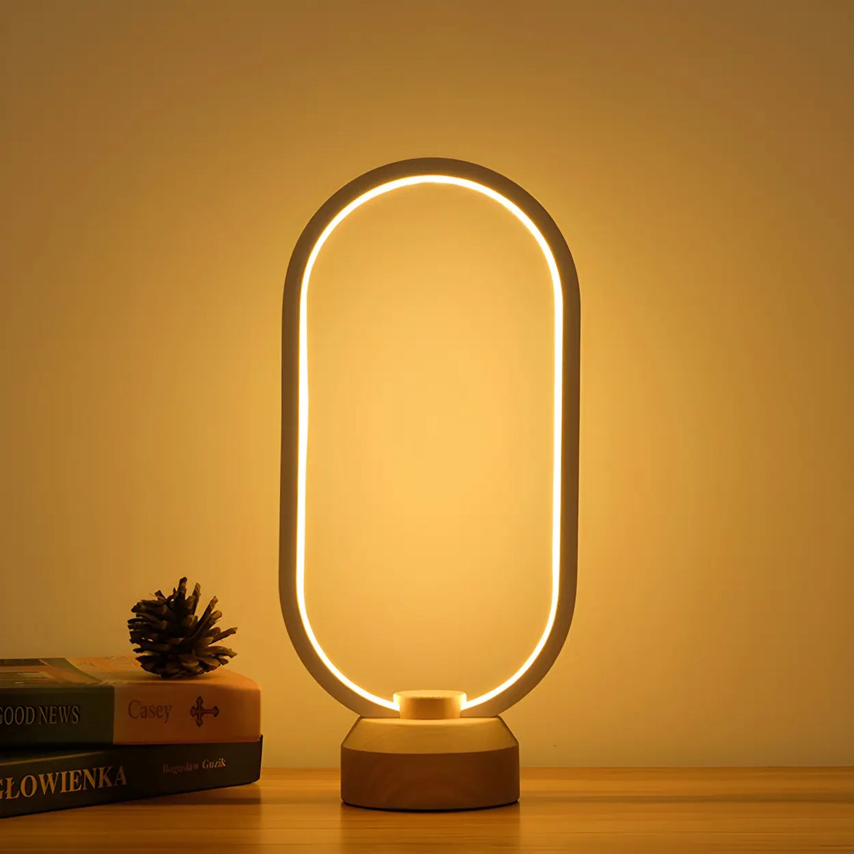 Bedroom Minimalist White Oval LED Decor Table Lamp Image - 12