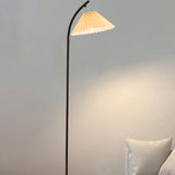 Bedroom Minimalist White Pleated Shade Floor Lamp Image - 18