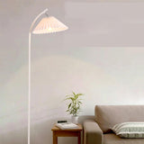 Bedroom Minimalist White Pleated Shade Floor Lamp Image - 4