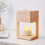 Bedroom Minimalist Wooden Rectangle Candle Table Lamp Image - 1