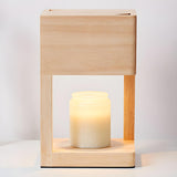 Bedroom Minimalist Wooden Rectangle Candle Table Lamp Image - 2