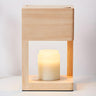 Bedroom Minimalist Wooden Rectangle Candle Table Lamp Image - 2