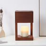 Bedroom Minimalist Wooden Rectangle Candle Table Lamp Image - 5