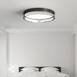 Bedroom Modern Black Circle Flush Mount Ceiling Light Image - 1