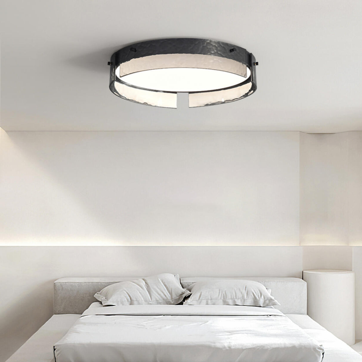 Bedroom Modern Black Circle Flush Mount Ceiling Light Image - 4