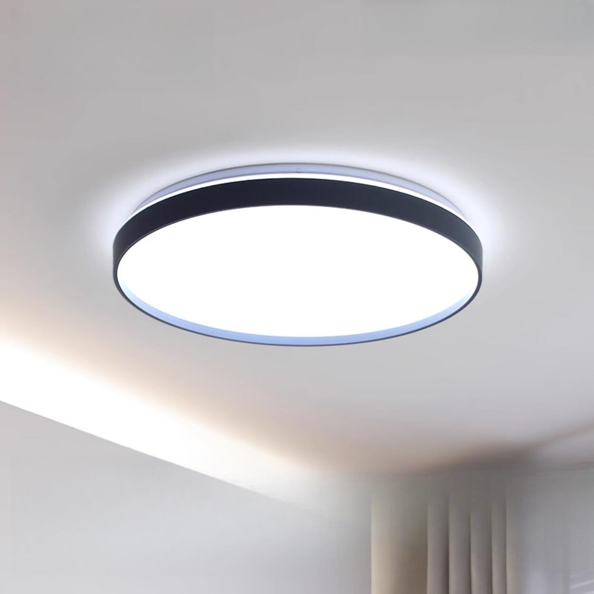 Bedroom Modern Black Circle LED Flush Mount Light Image - 1