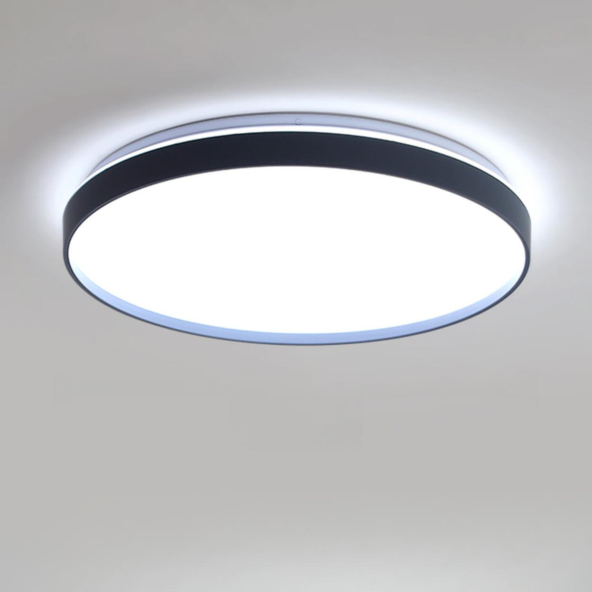 Bedroom Modern Black Circle LED Flush Mount Light Image - 11