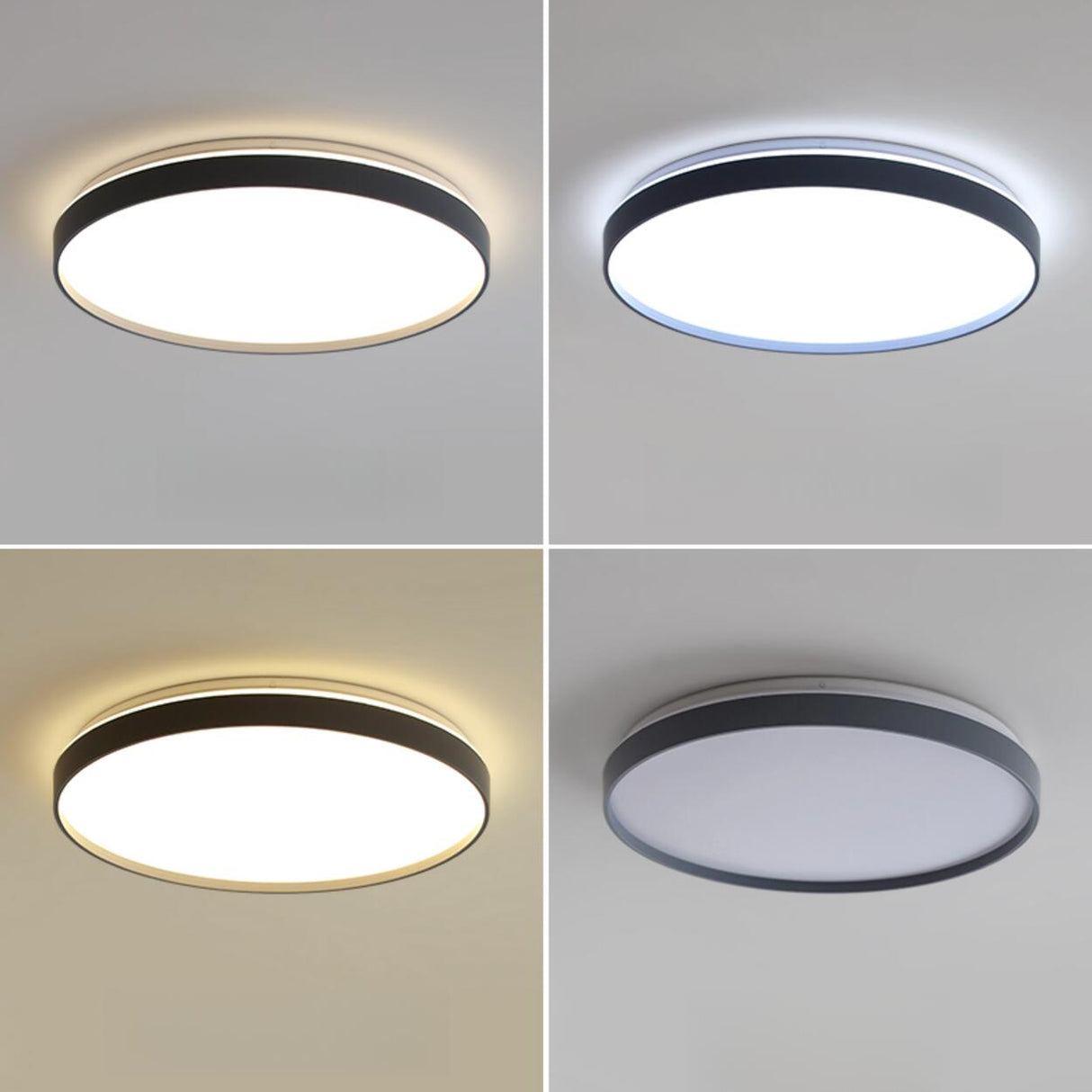 Bedroom Modern Black Circle LED Flush Mount Light Image - 12