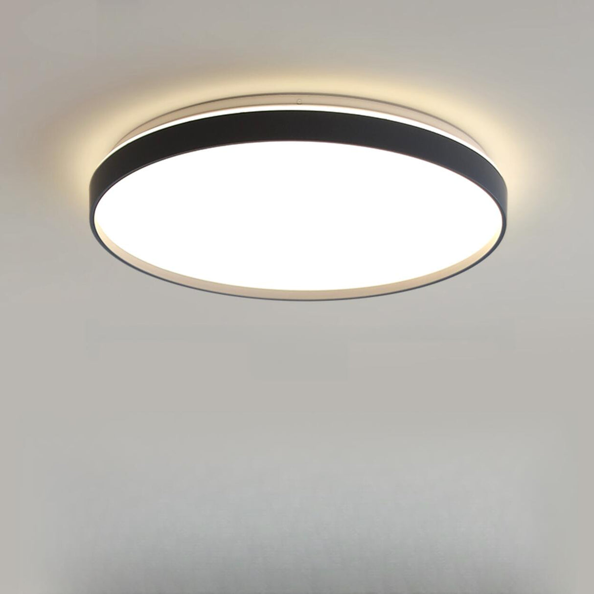 Bedroom Modern Black Circle LED Flush Mount Light Image - 15