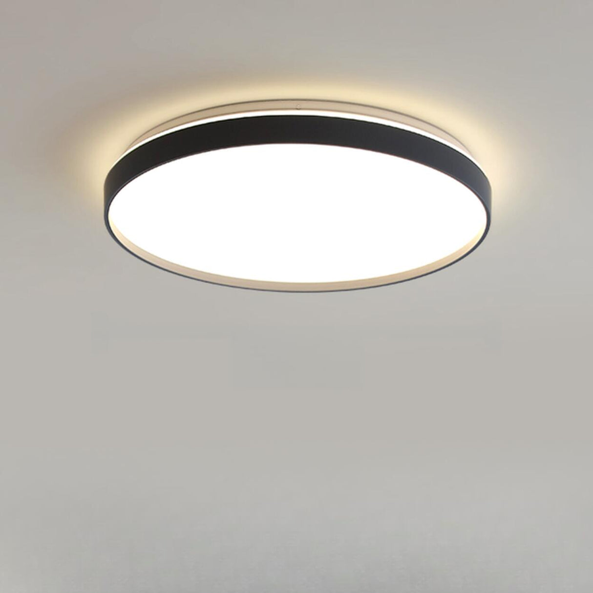 Bedroom Modern Black Circle LED Flush Mount Light Image - 4