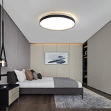 Bedroom Modern Black Circle LED Flush Mount Light Image - 6