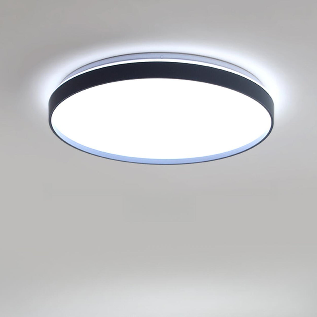 Bedroom Modern Black Circle LED Flush Mount Light Image - 7