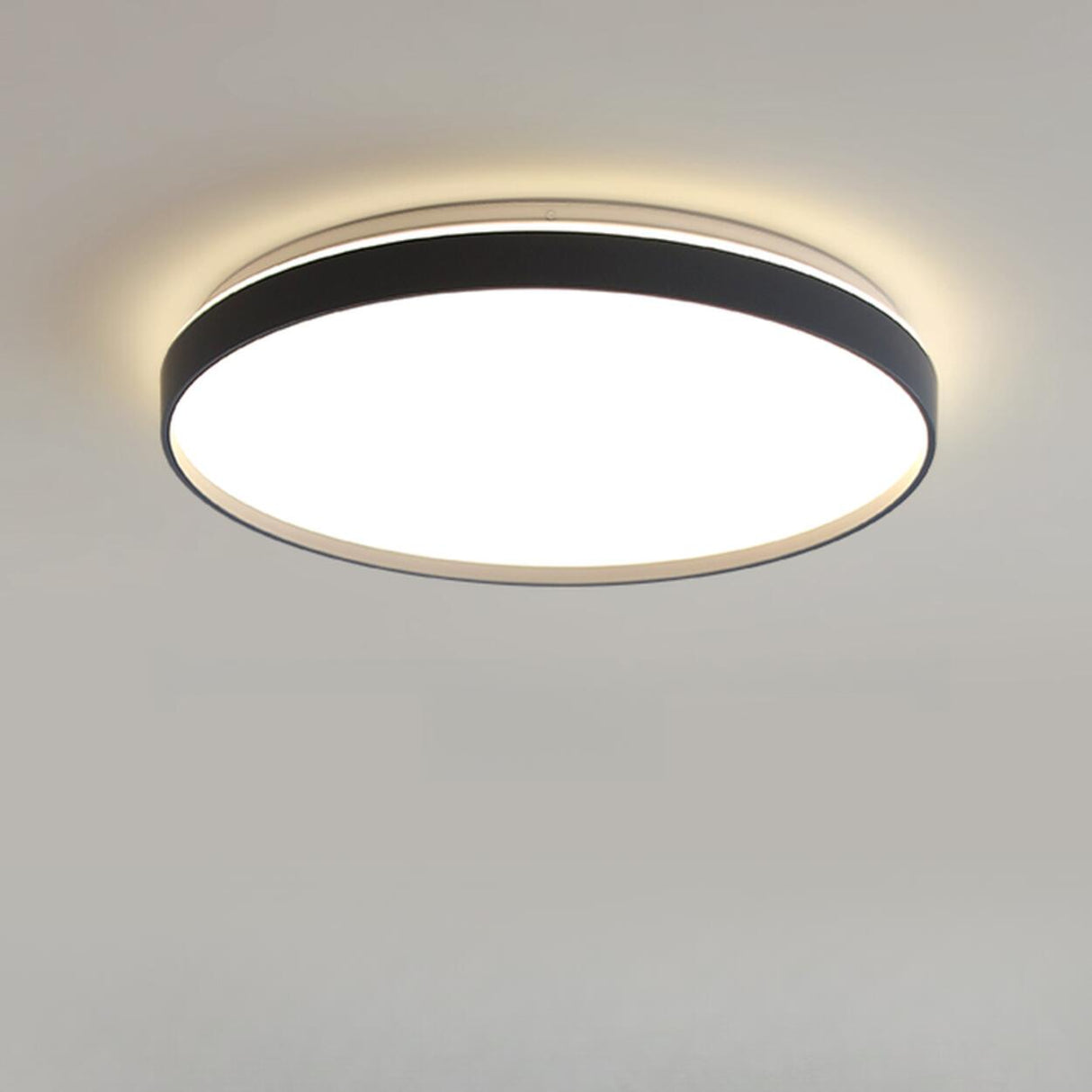 Bedroom Modern Black Circle LED Flush Mount Light Image - 9