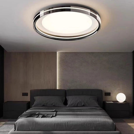 Bedroom Modern Black Round Flush Mount Ceiling Light Image - 2