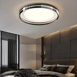 Bedroom Modern Black Round Flush Mount Ceiling Light Image - 4