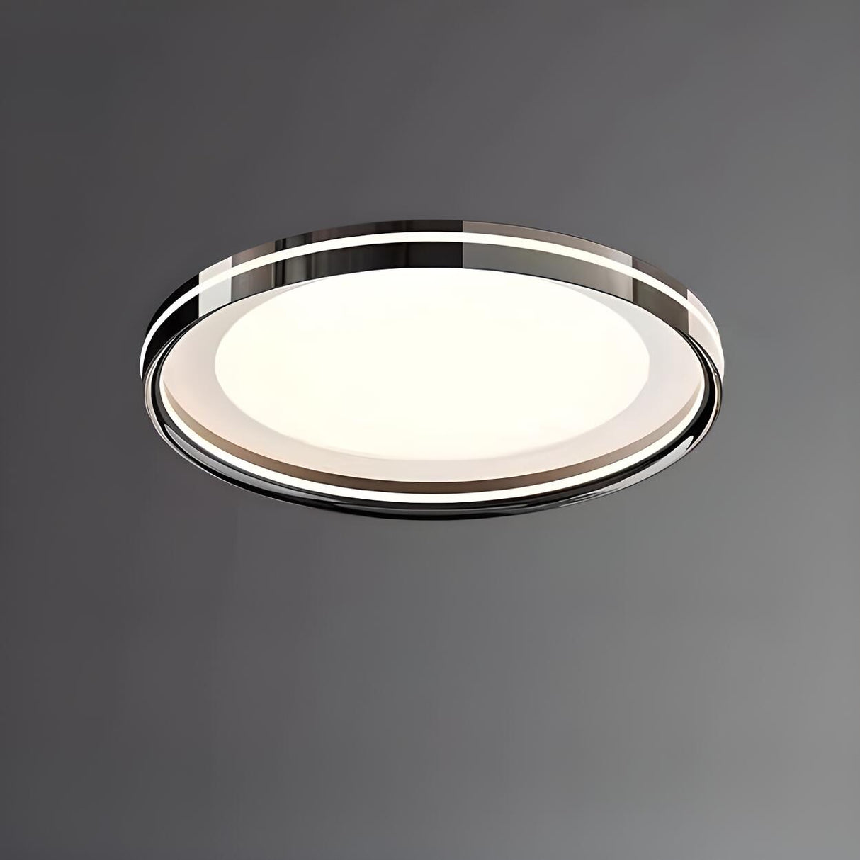 Bedroom Modern Black Round Flush Mount Ceiling Light Image - 6