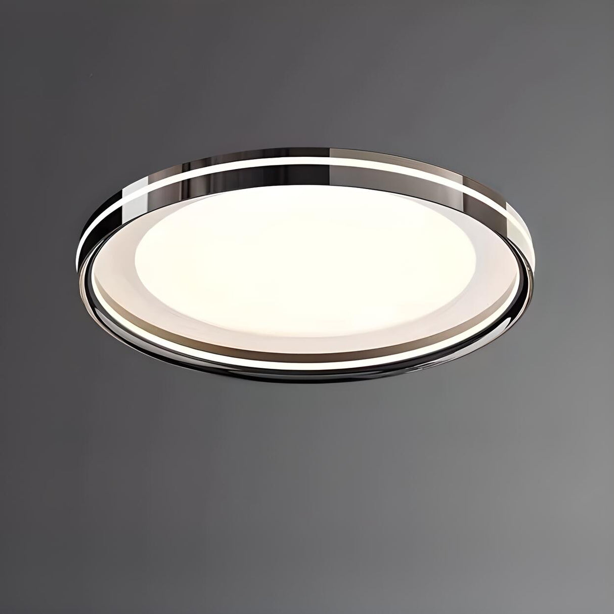 Bedroom Modern Black Round Flush Mount Ceiling Light Image - 8