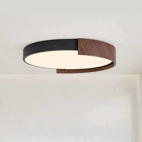 Bedroom Modern Black Round LED Flush Mount Light Image - 2