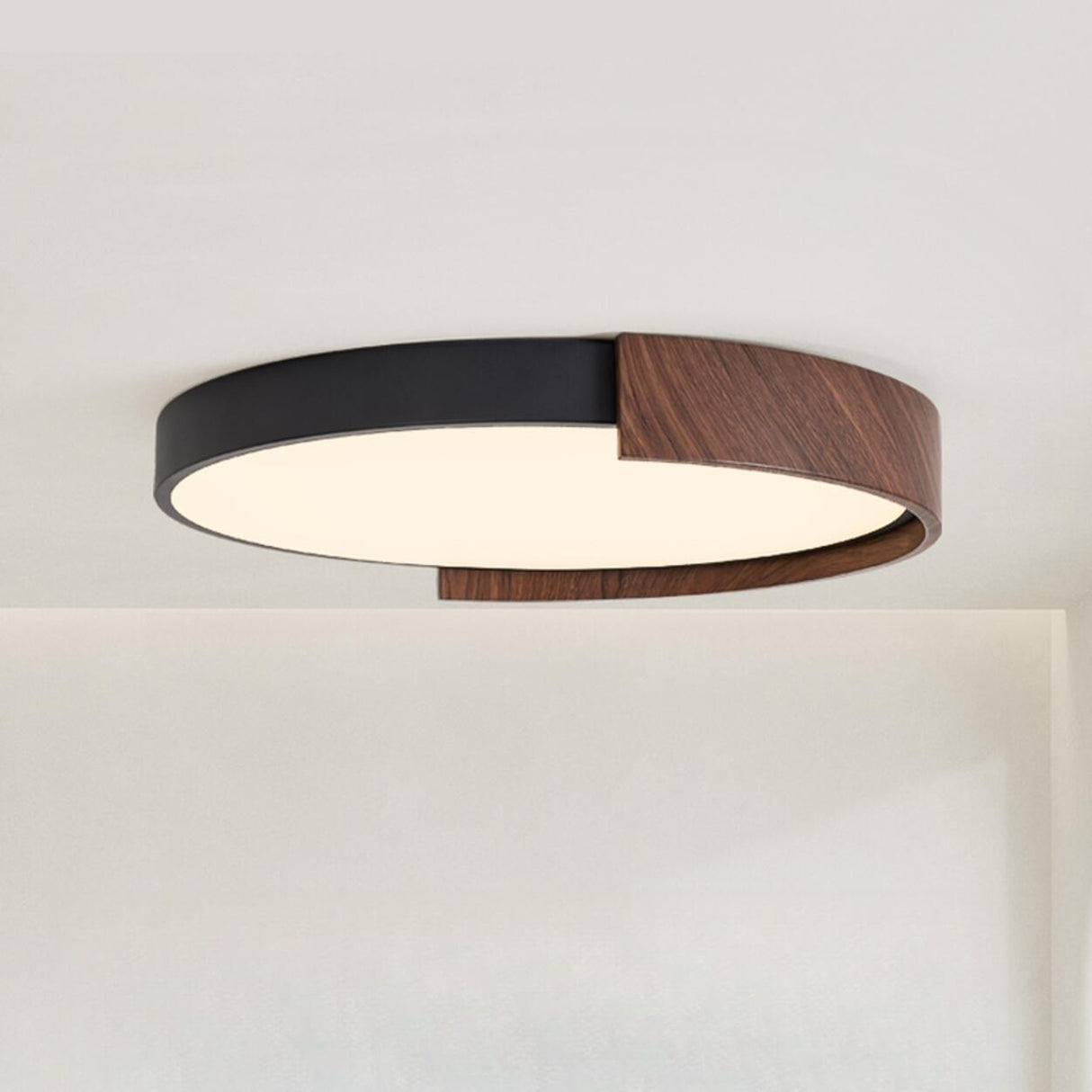 Bedroom Modern Black Round LED Flush Mount Light Image - 3