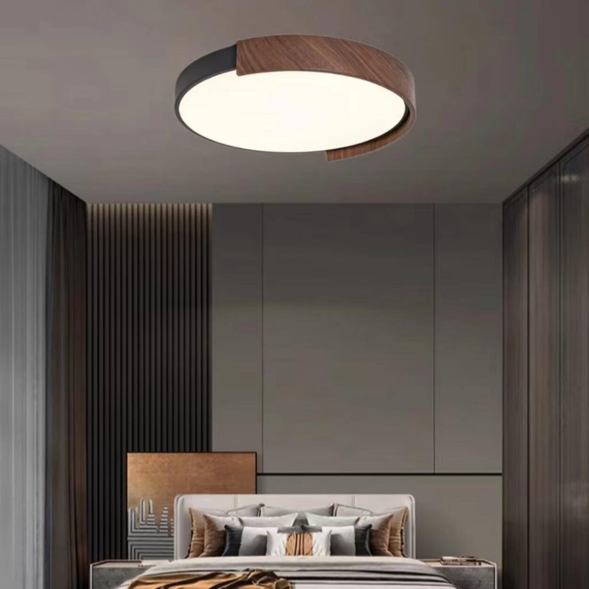 Bedroom Modern Black Round LED Flush Mount Light Image - 4