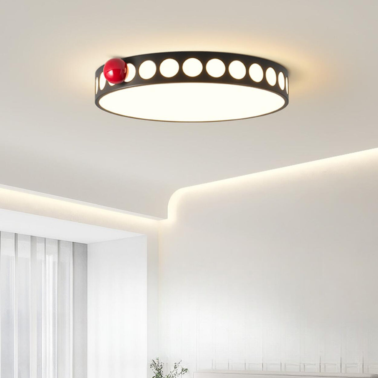 Bedroom Modern Circular LED Semi-Flush Mount Light Image - 6