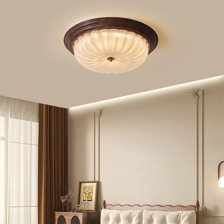 Bedroom Modern Cocoa Drum Flush Mount Ceiling Light Image - 1