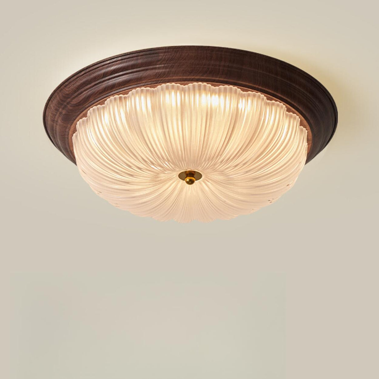 Bedroom Modern Cocoa Drum Flush Mount Ceiling Light Image - 10