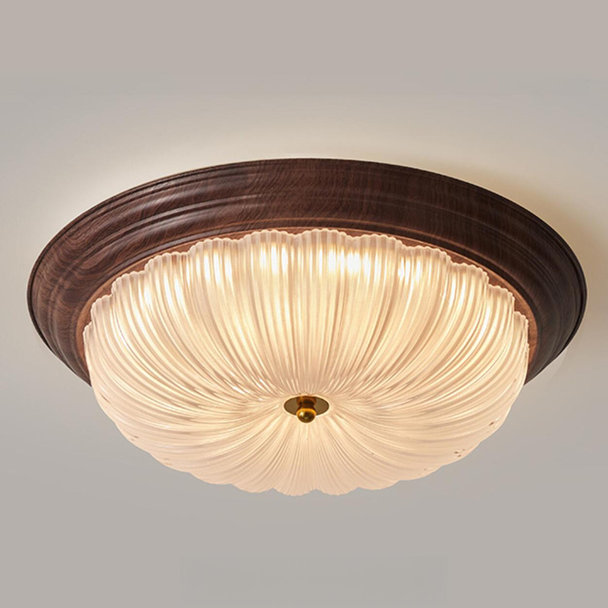 Bedroom Modern Cocoa Drum Flush Mount Ceiling Light Image - 12