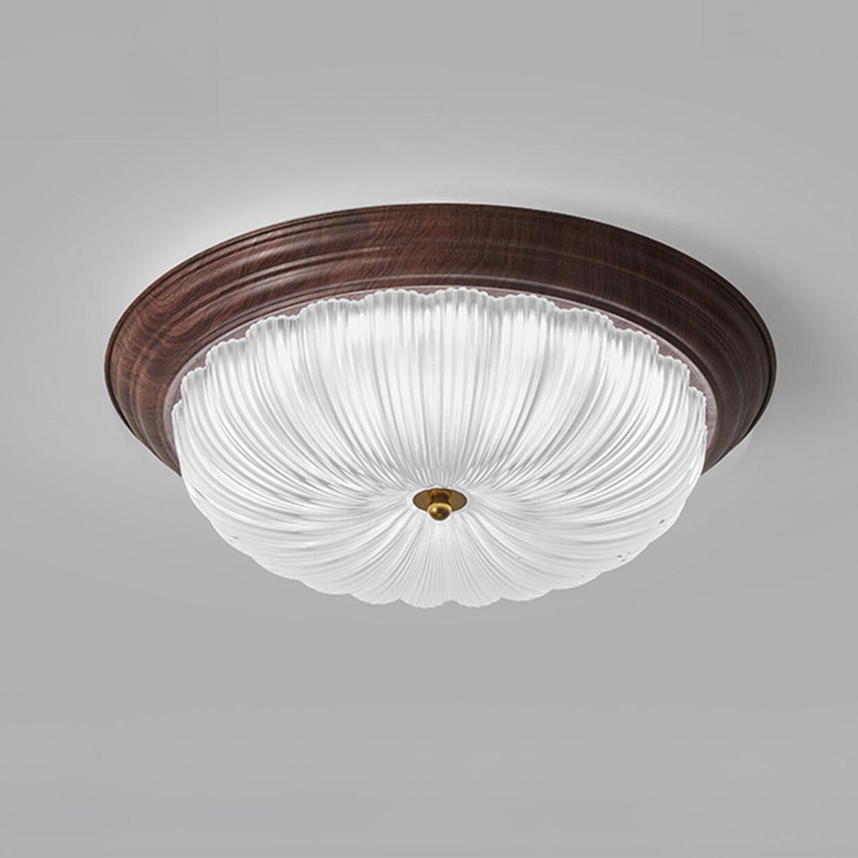 Bedroom Modern Cocoa Drum Flush Mount Ceiling Light Image - 2