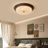 Bedroom Modern Cocoa Drum Flush Mount Ceiling Light Image - 3