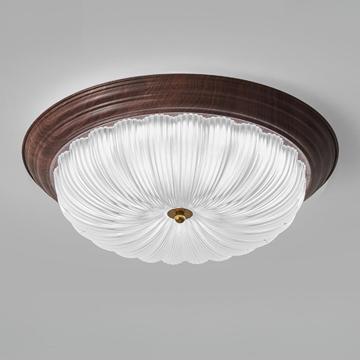 Bedroom Modern Cocoa Drum Flush Mount Ceiling Light Image - 4