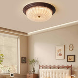 Bedroom Modern Cocoa Drum Flush Mount Ceiling Light Image - 7