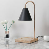 Bedroom Modern Cone Lampshade Wood Base Table Lamp Image - 1