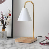 Bedroom Modern Cone Lampshade Wood Base Table Lamp Image - 15