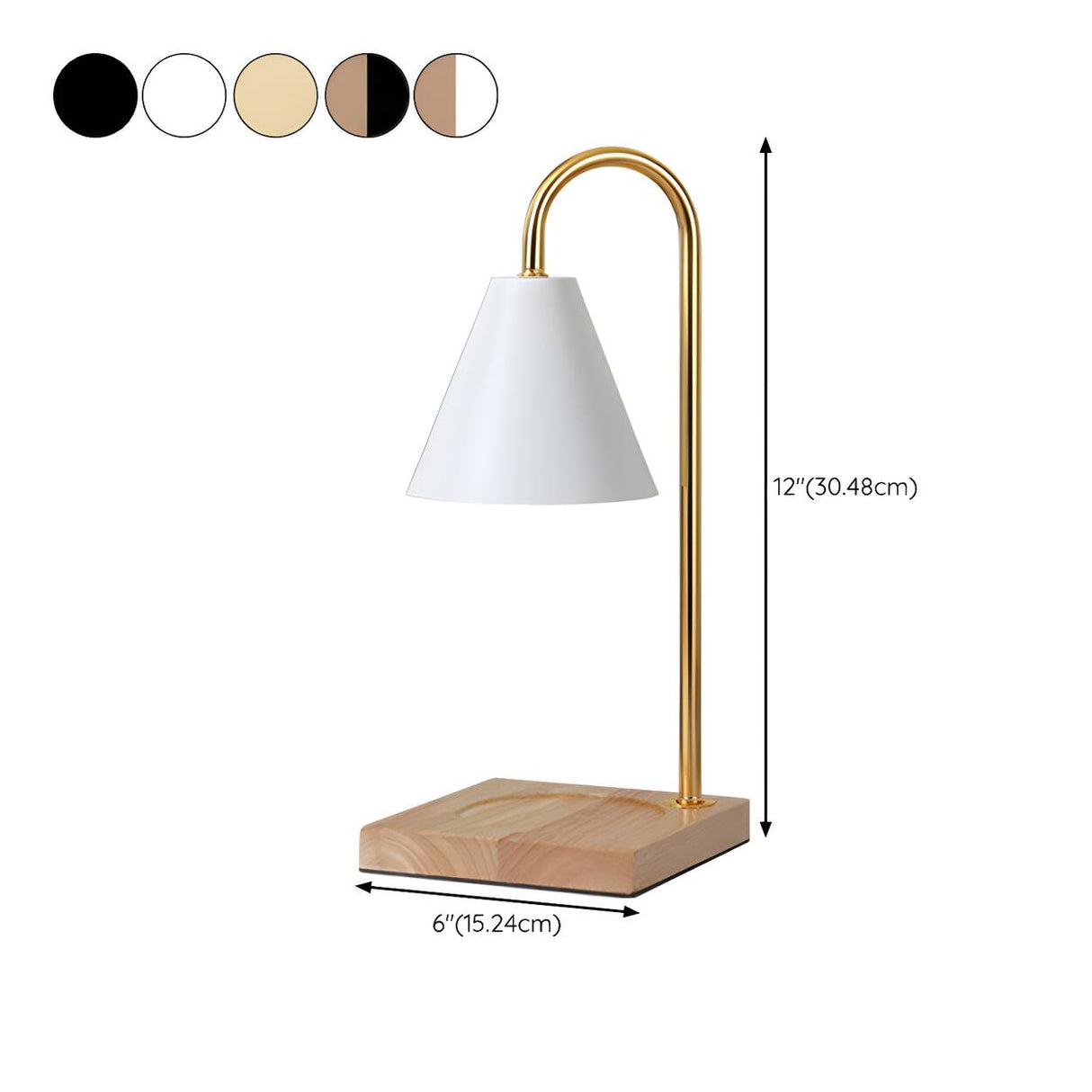 Bedroom Modern Cone Lampshade Wood Base Table Lamp 