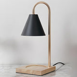 Bedroom Modern Cone Lampshade Wood Base Table Lamp Image - 7