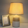 Bedroom Modern Fabric Geometric Ceramic Base Table Lamp Image - 1