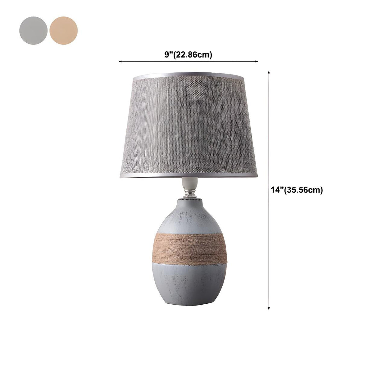 Bedroom Modern Fabric Geometric Ceramic Base Table Lamp 