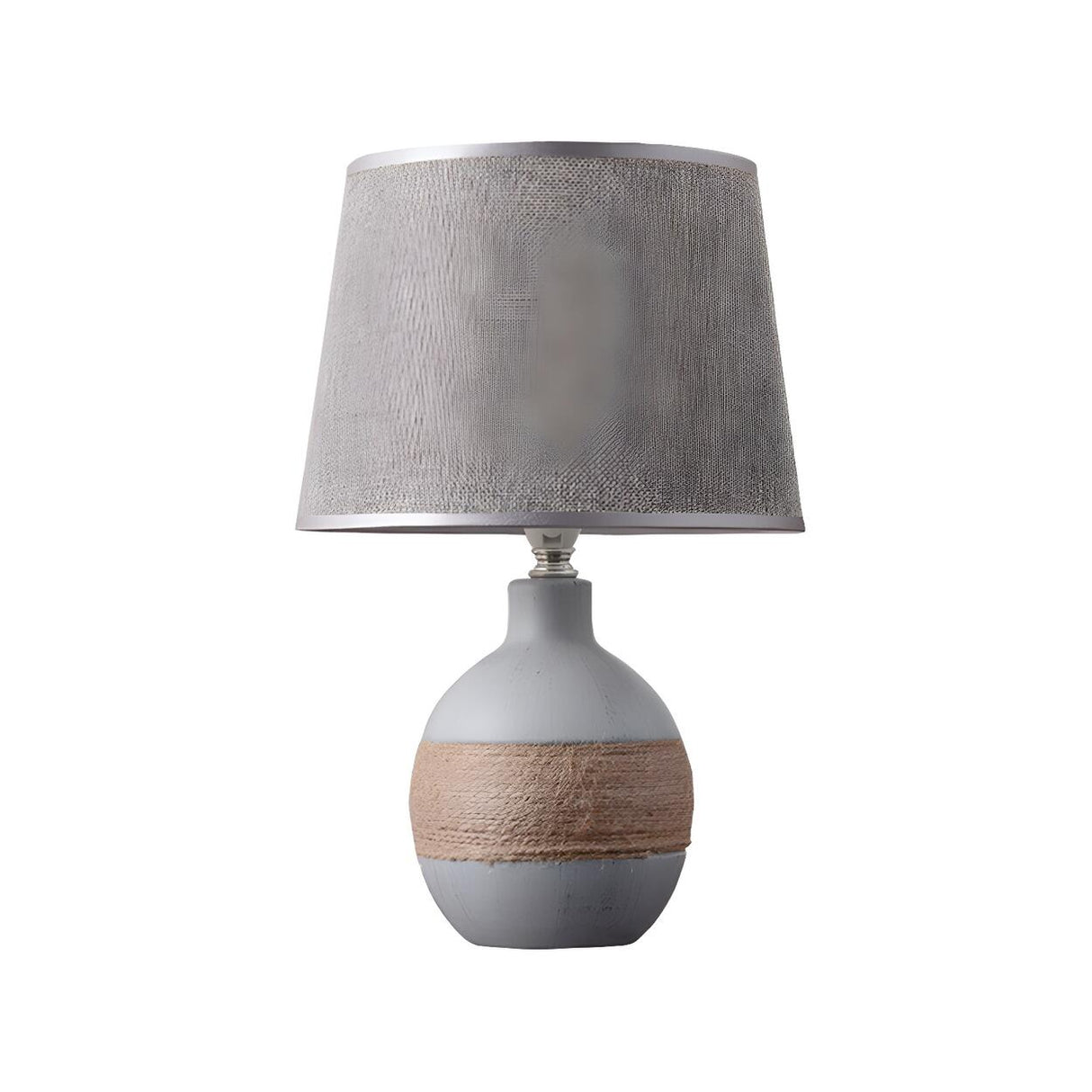 Bedroom Modern Fabric Geometric Ceramic Base Table Lamp Image - 2