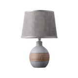 Bedroom Modern Fabric Geometric Ceramic Base Table Lamp Image - 2