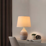 Bedroom Modern Fabric Geometric Ceramic Base Table Lamp Image - 3