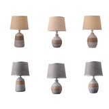 Bedroom Modern Fabric Geometric Ceramic Base Table Lamp Image - 8