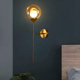 Bedroom Modern Glass Globe Gold Wall Mounted Sconce Image - 1